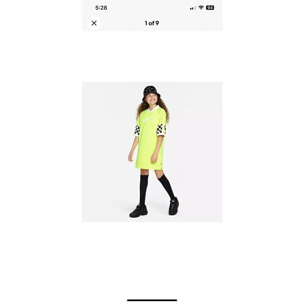 Nike Dri-Fit Big Kids Neon Yellow Jersey Tunic FD3129-702 size Large New